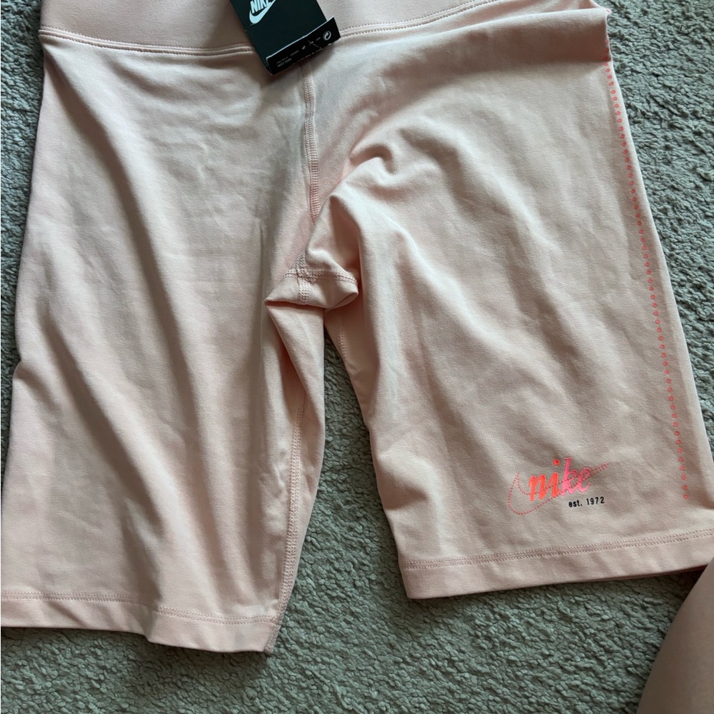 Nike Pink High-Waisted Bike Shorts Stretchy Athletic